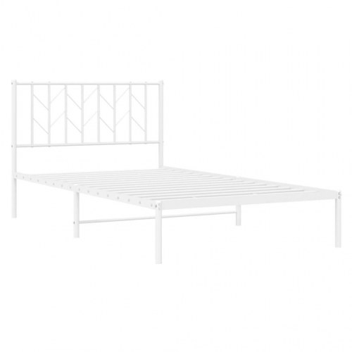 Sengeramme med sengegavl 107×203 cm - metal, hvid