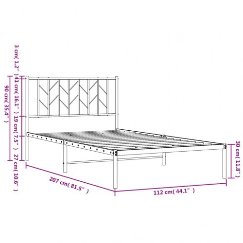 Sengeramme med sengegavl 107×203 cm - metal, hvid