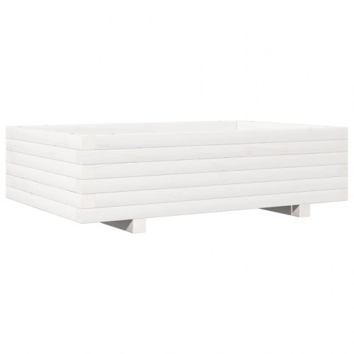 Plantekasse i massivt fyrretræ 90 x 60 x 26,5 cm - hvid