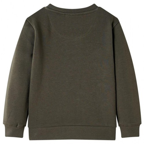 Sweatshirt til børn - str. 140, kakifarvet med abeprint