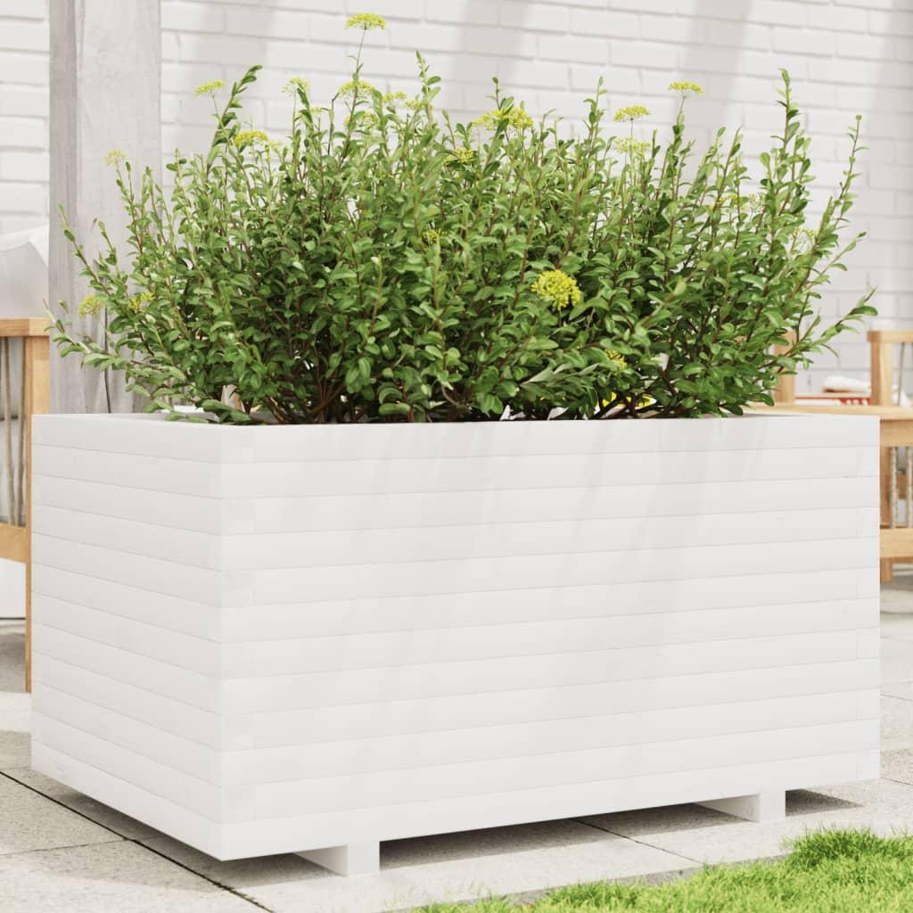 Plantekasse 90x60x49,5 cm massivt fyrretræ hvid