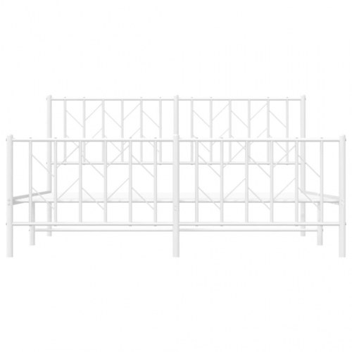 Sengeramme med sengegavl og fodgærde 160x200 cm metal hvid