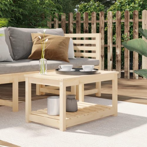 Havebord i massivt fyrretræ - 82,5 × 50,5 × 45 cm med hylde
