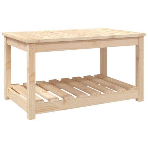 Havebord i massivt fyrretræ - 82,5 × 50,5 × 45 cm med hylde