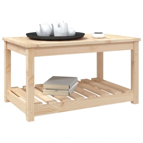 Havebord i massivt fyrretræ - 82,5 × 50,5 × 45 cm med hylde