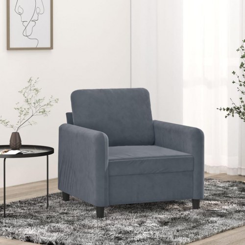 Lænestol i velour - 60 cm sædebredde, mørkegrå
