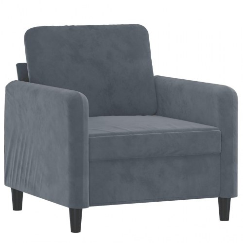 Lænestol i velour - 60 cm sædebredde, mørkegrå
