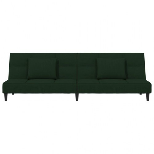 2-personers sovesofa med 2 puder fløjl mørkegrøn