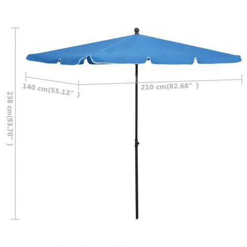 Parasol med vippefunktion 210 × 140 cm - azurblå