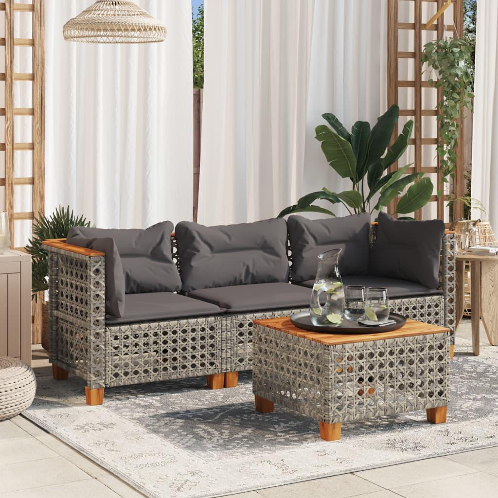 Hjørnemodul Til Havesofa Med Hynder Polyrattan Sort - 3 / Grå / with carving