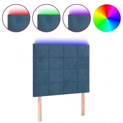 Sengegavl med LED-lys 90 x 5 x 118/128 cm - fløjl mørkeblå