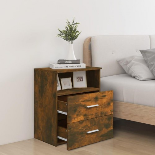Sengeborde sæt af 2 - 50×32×60 cm i røget egetræsfinish