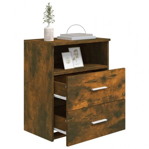 Sengeborde sæt af 2 - 50×32×60 cm i røget egetræsfinish