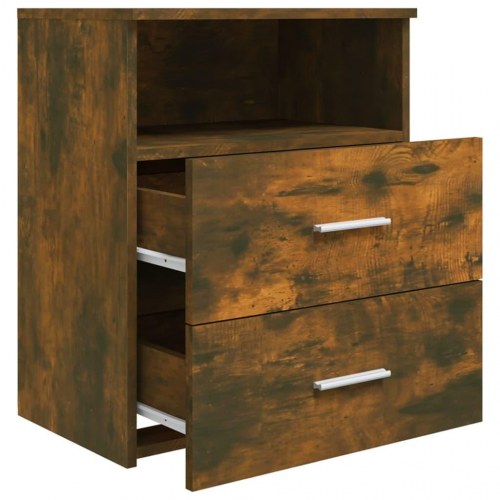 Sengeborde sæt af 2 - 50×32×60 cm i røget egetræsfinish