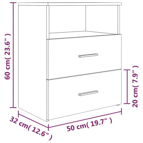 Sengeborde sæt af 2 - 50×32×60 cm i røget egetræsfinish