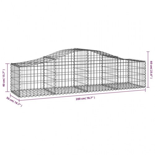 Buede gabionkurve - 4 stk. 200×50×40/60 cm i galvaniseret jern