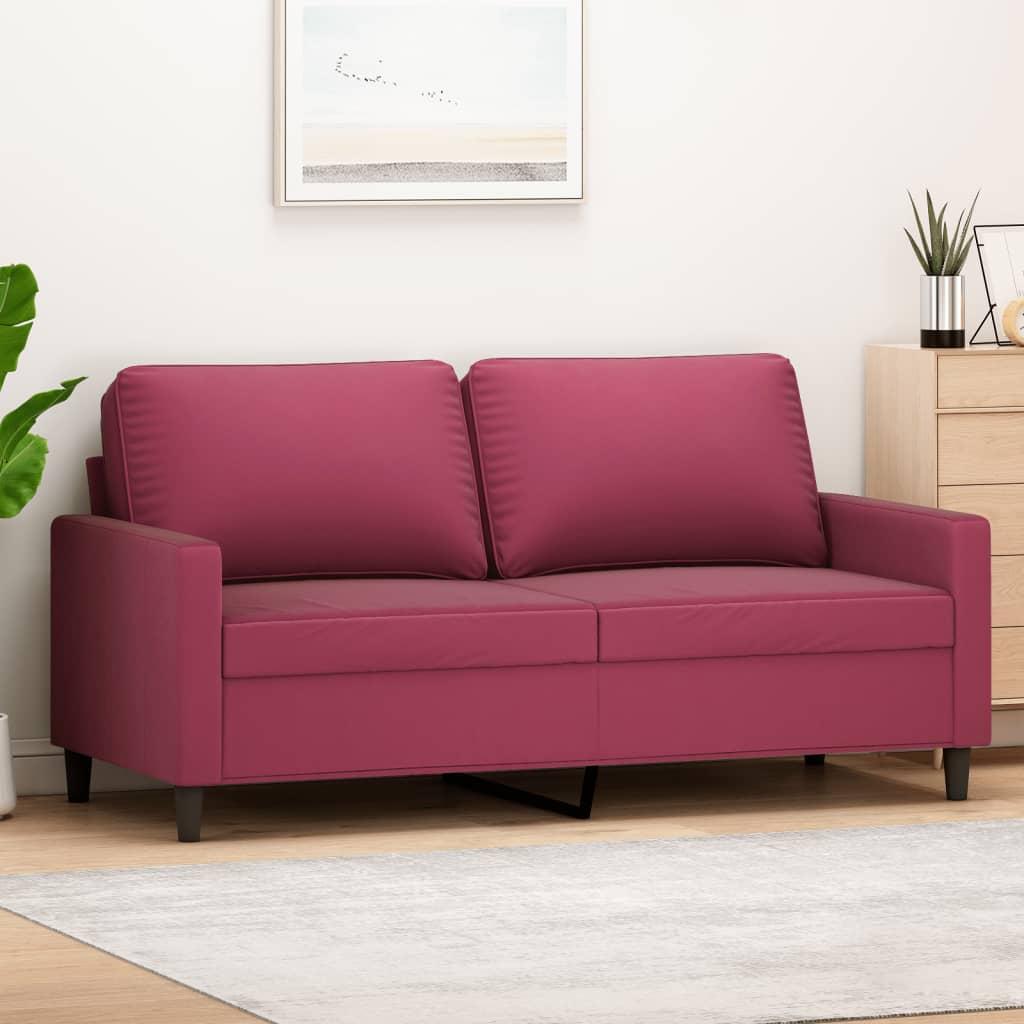 2-personers sofa 140 cm fløjl vinrød billede