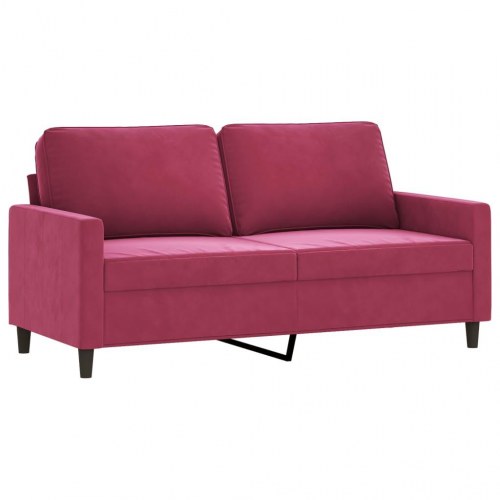 2-personers sofa i fløjl - vinrød, sædebredde 140 cm