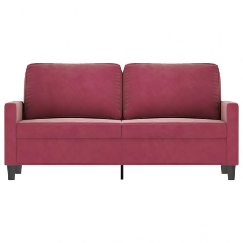 2-personers sofa i fløjl - vinrød, sædebredde 140 cm