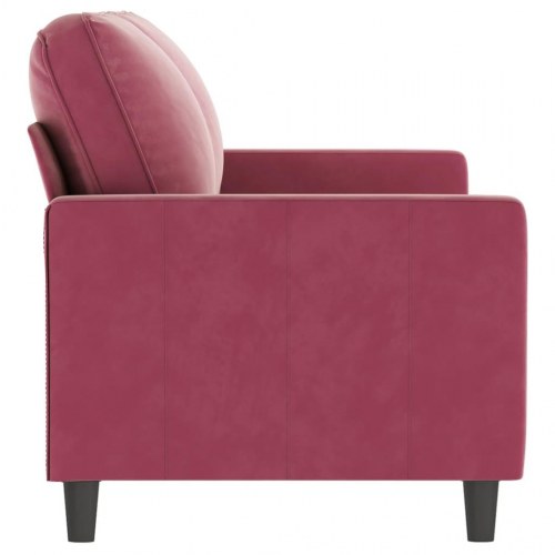 2-personers sofa i fløjl - vinrød, sædebredde 140 cm