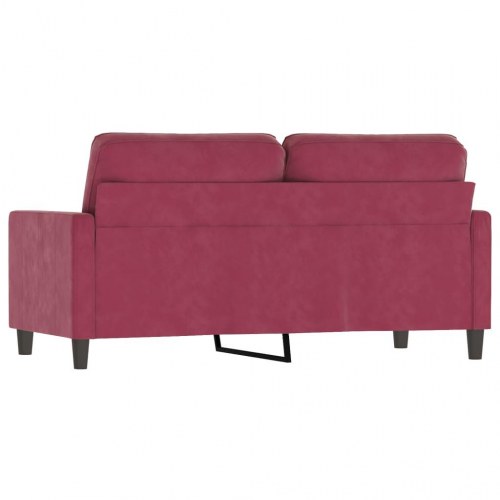2-personers sofa i fløjl - vinrød, sædebredde 140 cm