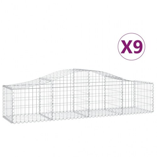 Buede gabionkurve - 9 stk. 200×50×40/60 cm i galvaniseret jern
