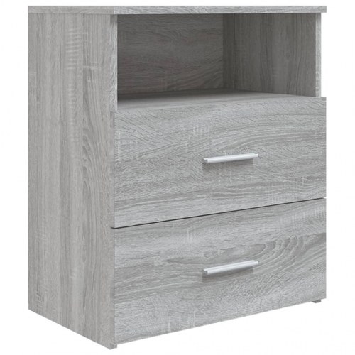 Sengeborde 2 stk. med hylde og 2 skuffer - 50×32×60 cm, grå sonoma-eg