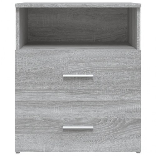 Sengeborde 2 stk. med hylde og 2 skuffer - 50×32×60 cm, grå sonoma-eg
