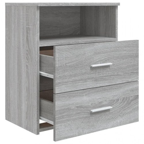 Sengeborde 2 stk. med hylde og 2 skuffer - 50×32×60 cm, grå sonoma-eg