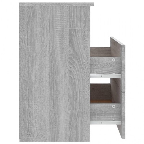 Sengeborde 2 stk. med hylde og 2 skuffer - 50×32×60 cm, grå sonoma-eg