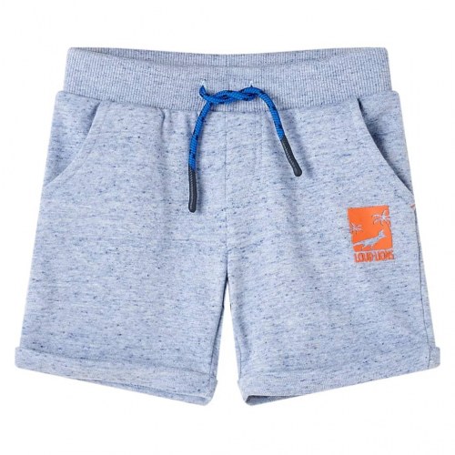 Shorts til børn str. 128 - blåmeleret med snøre