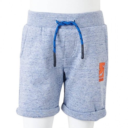 Shorts til børn str. 128 - blåmeleret med snøre