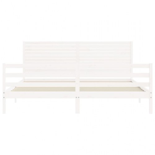 Sengeramme med sengegavl 200 x 200 cm i massivt fyrretræ - hvid
