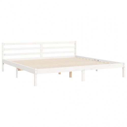 Sengeramme med sengegavl 200 x 200 cm i massivt fyrretræ - hvid
