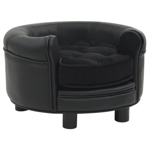 Hundesofa 48x48x32 cm plys og kunstlæder sort