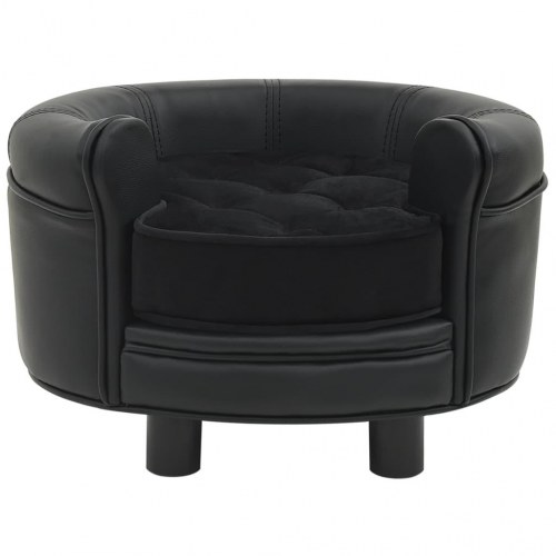 Hundesofa 48x48x32 cm plys og kunstlæder sort