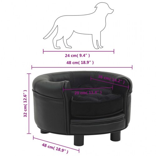 Hundesofa 48x48x32 cm plys og kunstlæder sort