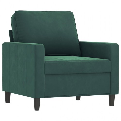 Sofastol med fodskammel i velour - 60 cm, mørkegrøn