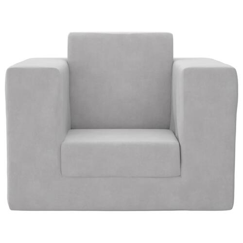 Sofa til børn blødt plys lysegrå