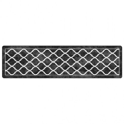 Gulvtæppe 80x300 cm vaskbart og skridsikkert sort og hvid