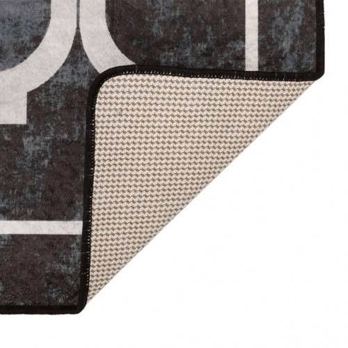 Gulvtæppe 80x300 cm vaskbart og skridsikkert sort og hvid