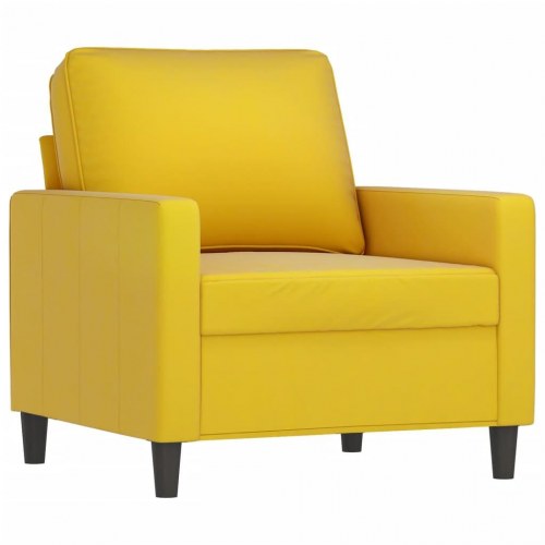 Sofastol med fodskammel i velour - 60 cm sædebredde, gul