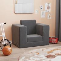 Sofaseng til børn blødt plys antracitgrå