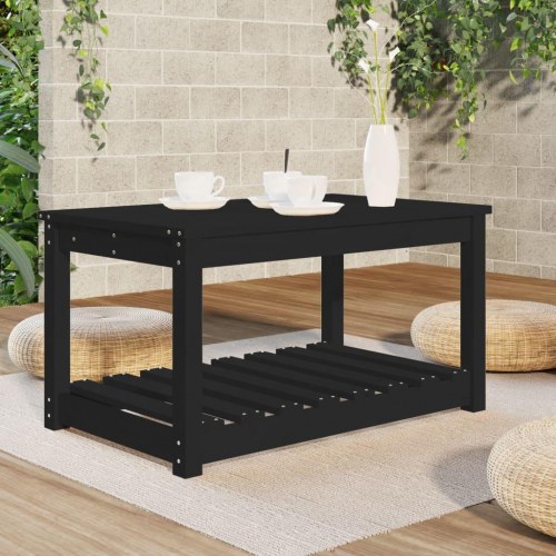 Havebord i massivt fyrretræ - 82,5 × 50,5 × 45 cm, sort