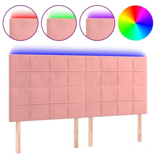 Sengegavl med LED-lys 160 x 5 x 118/128 cm - lyserød