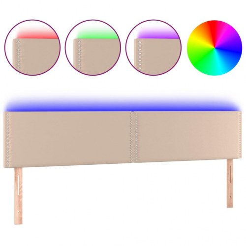 Sengegavl med LED-lys 200x5x78/88cm kunstlæder cappuccinofarvet