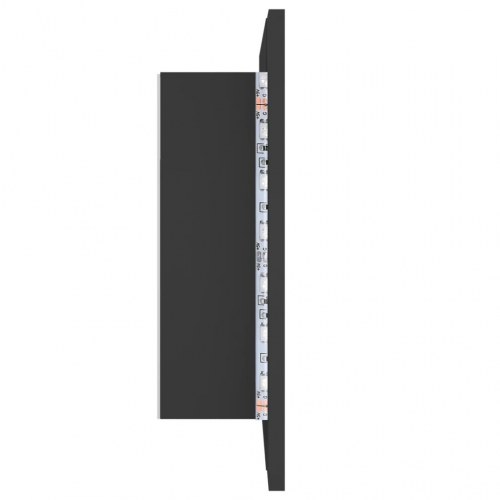 Badeværelsesskab m. spejl og LED-lys 60x12x45 cm akryl grå