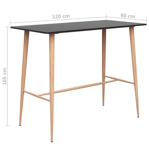 Barbord 120 × 60 × 105 cm - sort bordplade og metalben i trælook