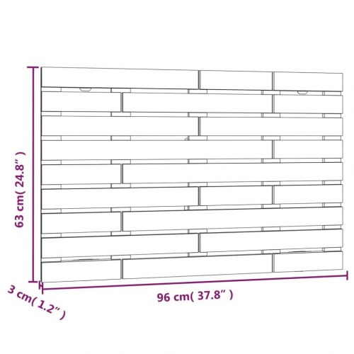 Sengegavl 96 x 3 x 63 cm i massivt fyrretræ - hvid