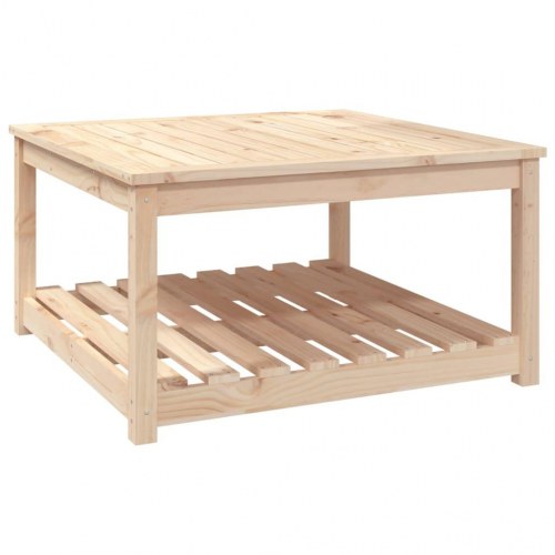 Havebord i massivt fyrretræ - 82,5 × 82,5 × 45 cm med hylde